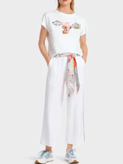 Marc Cain Shirts & Tops-T-SHIRT MIT PLATZIERTER FISCHAPPLIKATION white