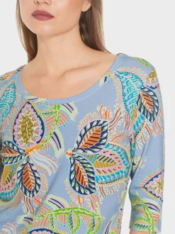 Marc Cain Shirts & Tops-T-SHIRT MIT ¾-ÄRMEL deep summer sky