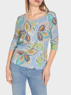 Marc Cain Shirts & Tops-T-SHIRT MIT ¾-ÄRMEL deep summer sky