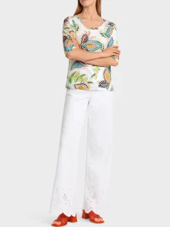 Marc Cain Shirts & Tops-T-SHIRT MIT ¾-ÄRMEL off-white
