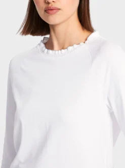 Marc Cain Shirts & Tops-T-SHIRT MIT RÜSCHEN-KRAGEN white