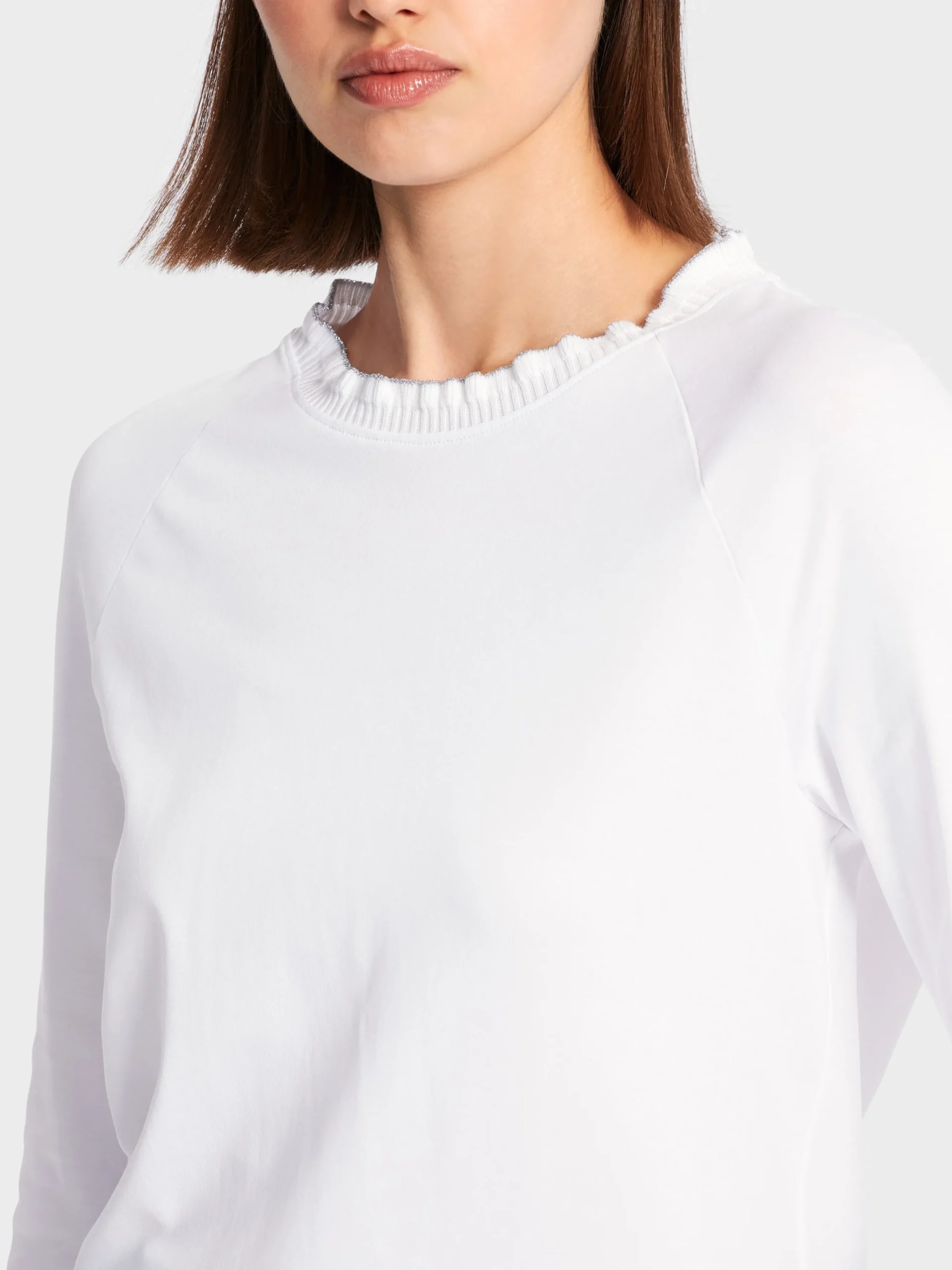 Marc Cain Shirts & Tops-T-SHIRT MIT RÜSCHEN-KRAGEN white