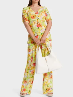 Marc Cain Blusen & Tuniken|Shirts & Tops-T-SHIRT MIT SMOK-DETAILS pale lemon