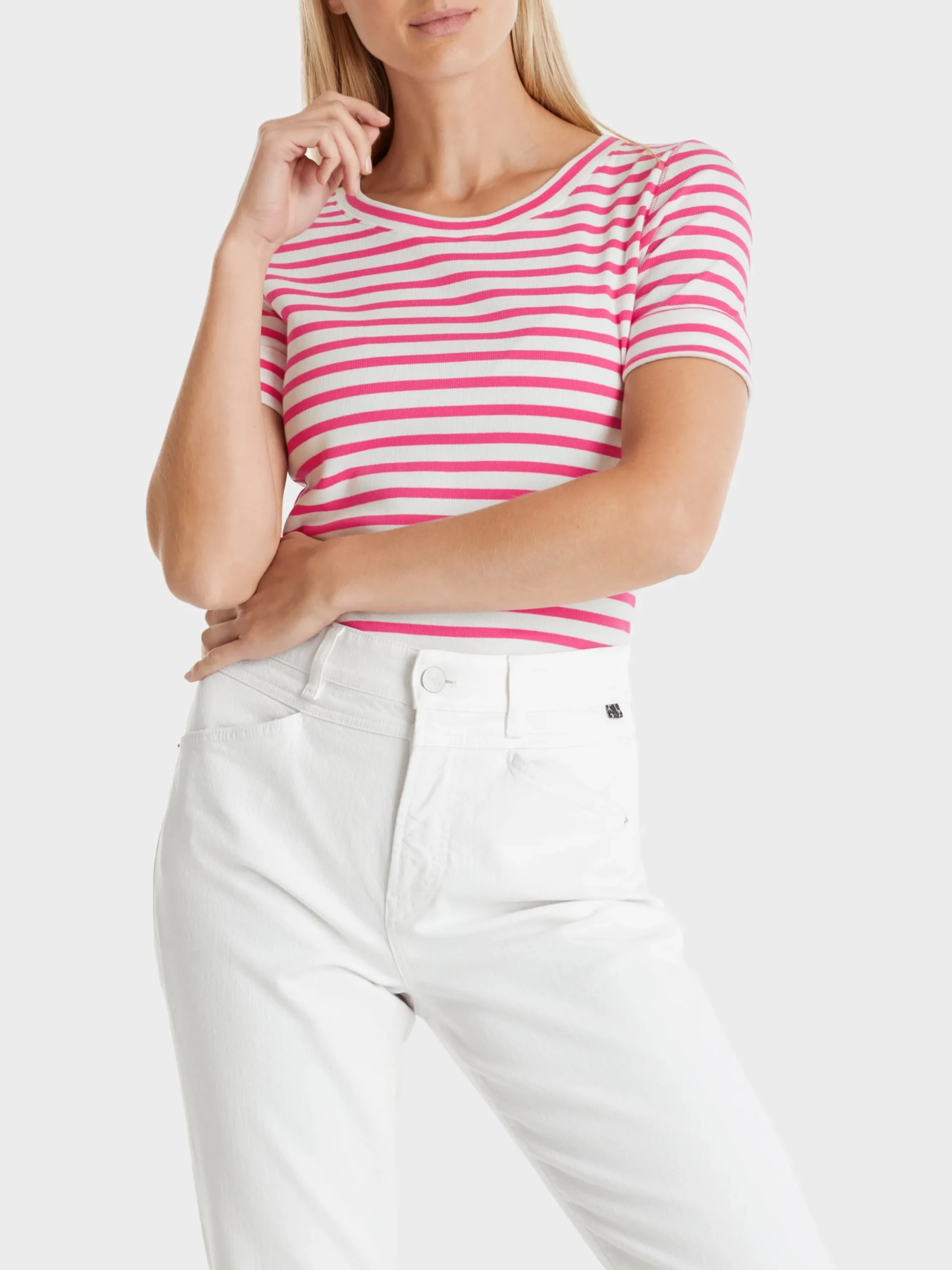 Marc Cain Shirts & Tops-T-SHIRT MIT STREIFEN super pink