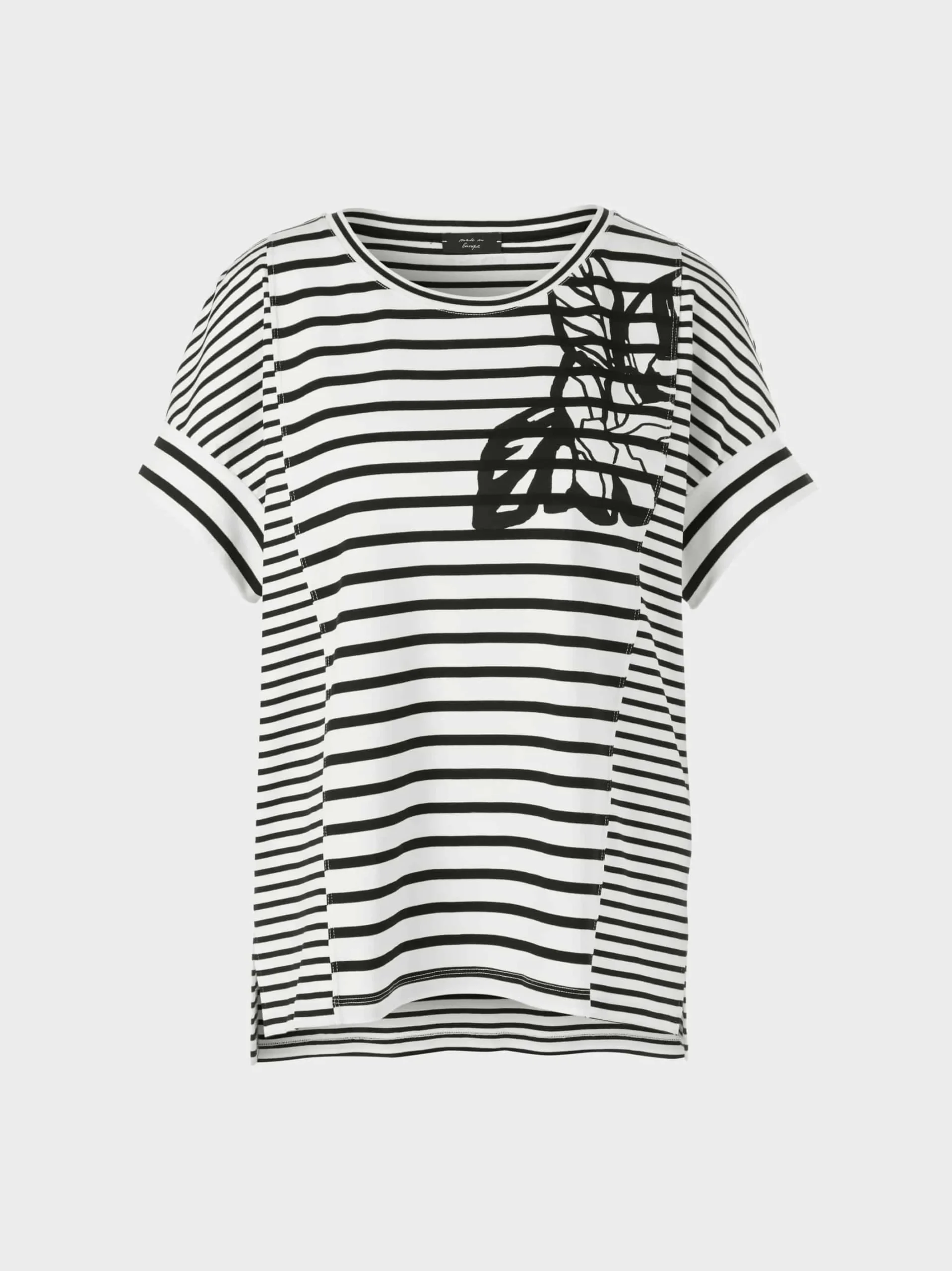 Marc Cain Shirts & Tops-T-SHIRT MIT STREIFENVARIATIONEN white and black