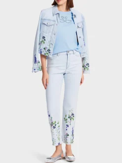 Marc Cain Shirts & Tops-T-SHIRT "RETHINK TOGETHER"  MIT PERLEN soft summer sky