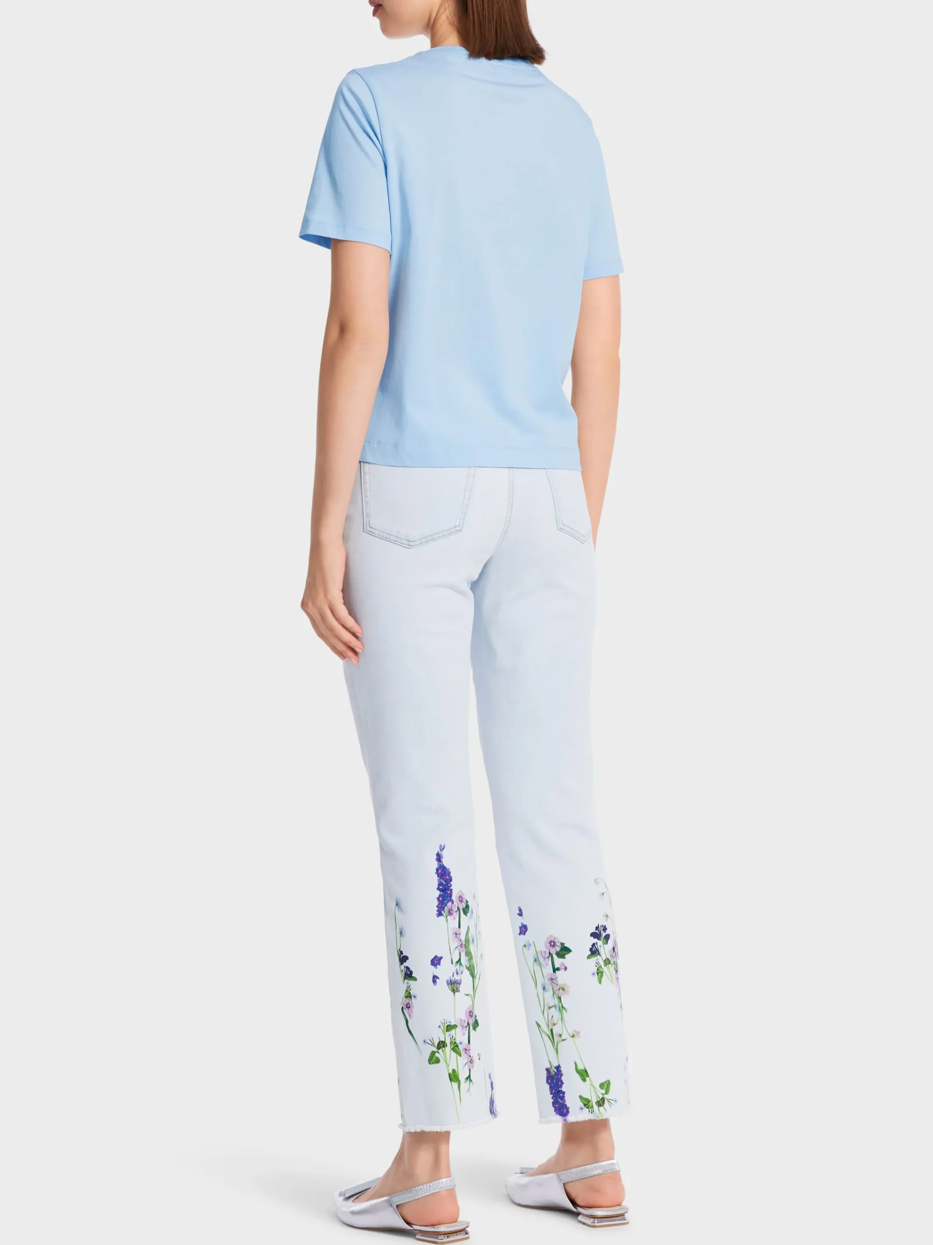 Marc Cain Shirts & Tops-T-SHIRT "RETHINK TOGETHER" MIT PERLEN soft summer sky