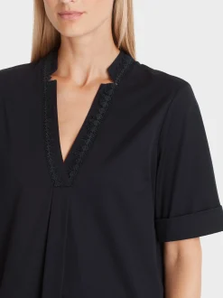Marc Cain Kleider-UNI TUNIKAKLEID MIT SPITZENDETAILS midnight blue