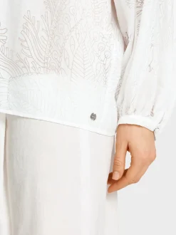 Marc Cain Blusen & Tuniken-VISKOSEBLUSE IN TRANSPARENZ-/OPAK-DESSIN white