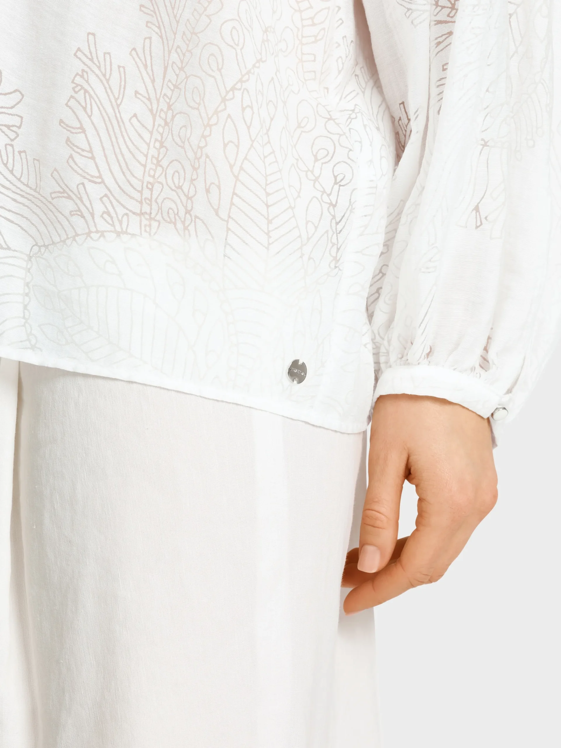 Marc Cain Blusen & Tuniken-VISKOSEBLUSE IN TRANSPARENZ-/OPAK-DESSIN white