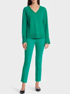 Marc Cain Pullover & Sweatshirts|Strick-V-NECK-PULLI "RETHINK TOGETHER" bright malachite