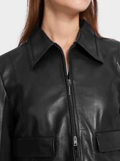 Marc Cain Jacken-WEICHE LEDERJACKE MIT JERSEY-INSERT black