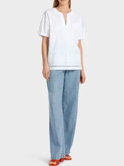 Marc Cain Blusen & Tuniken-WEITE BLUSE MIT SPITZENDETAILS white