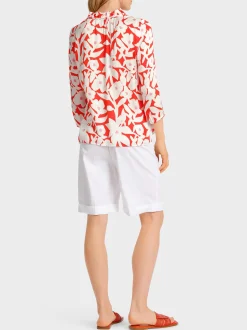 Marc Cain Blusen & Tuniken-WEITE VISKOSEBLUSE MIT ALLOVERPRINT bright tomato