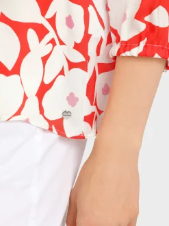 Marc Cain Blusen & Tuniken-WEITE VISKOSEBLUSE MIT ALLOVERPRINT bright tomato