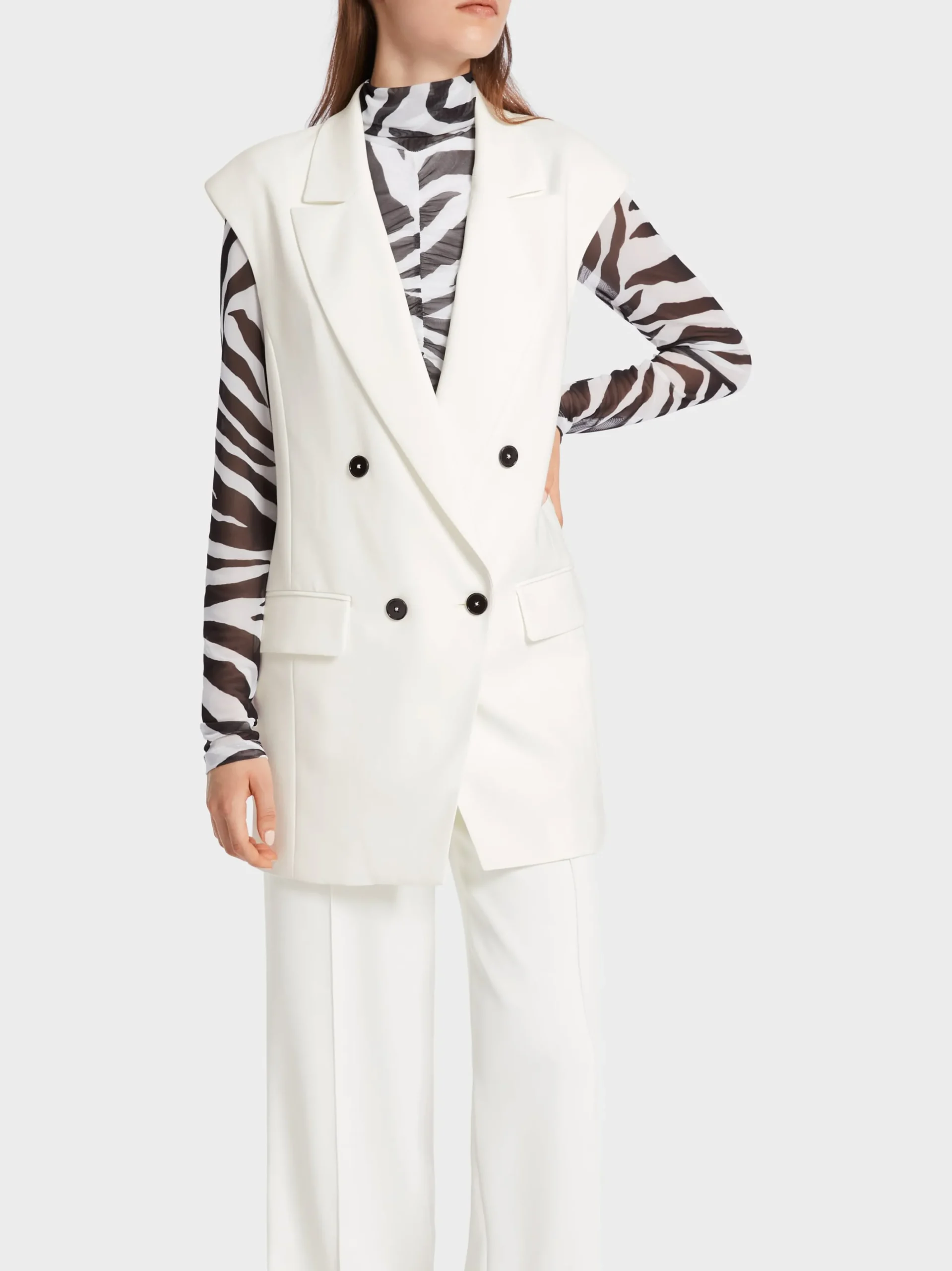 Marc Cain Hosenanzüge|Jacken-WESTE MIT REVERS off-white