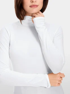 Marc Cain Shirts & Tops-ZARTER ROLLKRAGENPULLOVER white