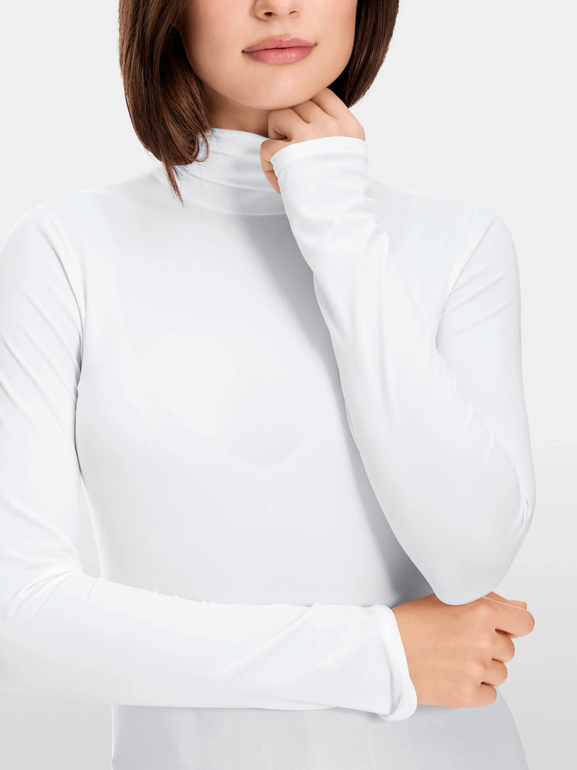 Marc Cain Shirts & Tops-ZARTER ROLLKRAGENPULLOVER white