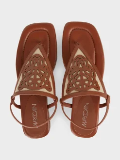 Marc Cain Schuhe-ZEHENSANDALEN MIT LEOKOPF moro